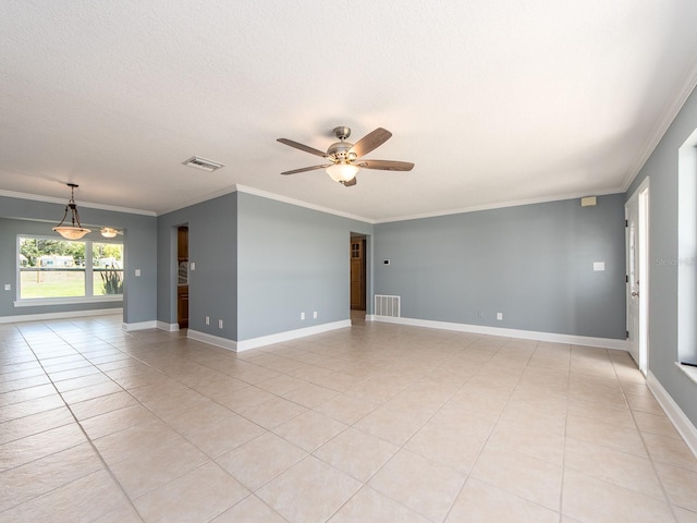 14045 90th Pl, Seminole, FL 33776 - unfurnished room with ceiling fan, ornamental molding, light tile patterned floors, and baseboards