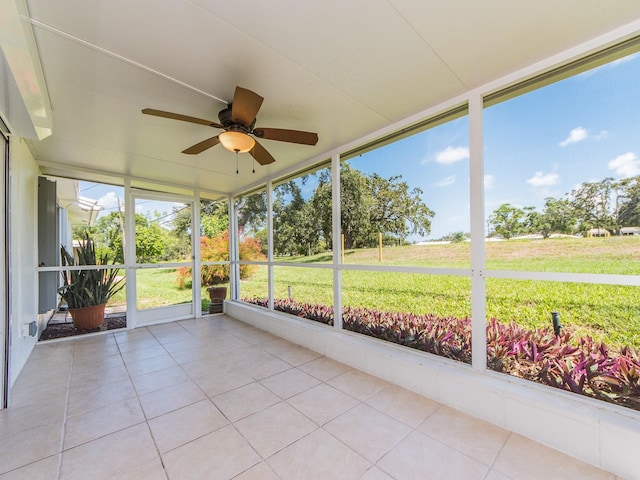 14045 90th Pl, Seminole, FL 33776 - unfurnished sunroom with ceiling fan and plenty of natural light