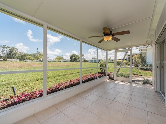 14045 90th Pl, Seminole, FL 33776 - unfurnished sunroom with a ceiling fan and plenty of natural light