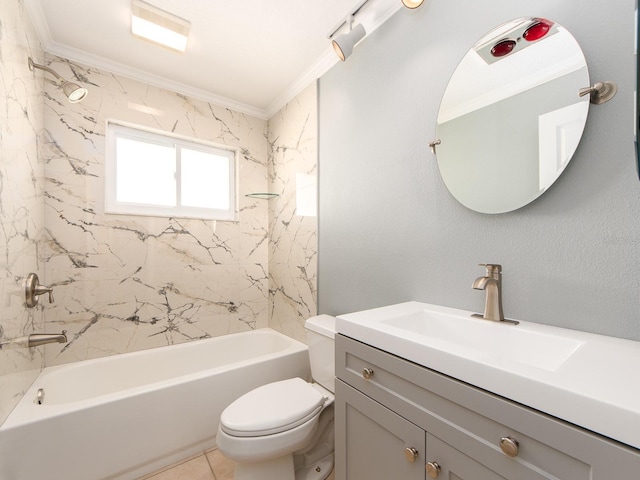 14045 90th Pl, Seminole, FL 33776 - full bathroom with ornamental molding, vanity, tub / shower combination, and toilet