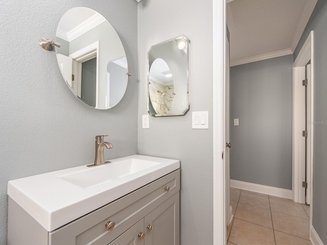 14045 90th Pl, Seminole, FL 33776 - bathroom featuring ornamental molding, vanity, and tile patterned flooring