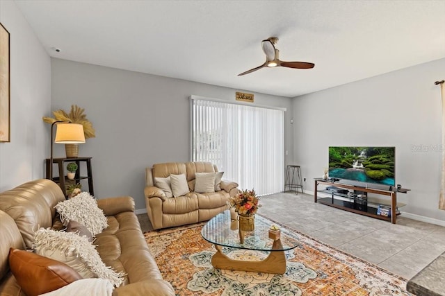 7916 Evergreen Creek Ct, Riverview, FL 33578 - living area featuring ceiling fan and tile patterned flooring