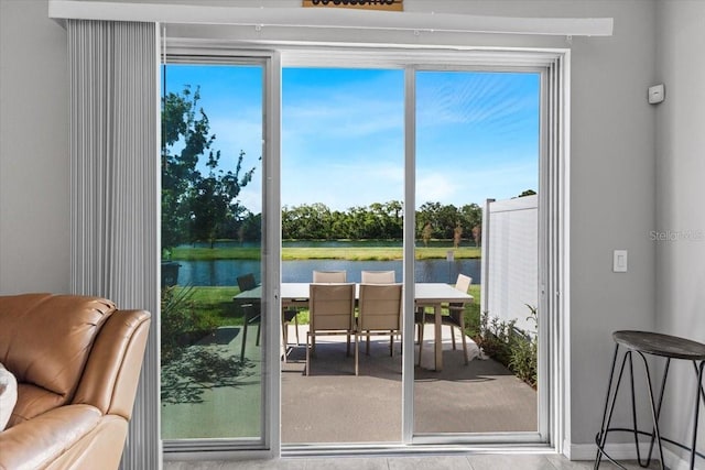 7916 Evergreen Creek Ct, Riverview, FL 33578 - doorway featuring a water view