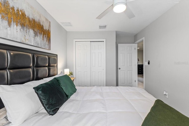 7916 Evergreen Creek Ct, Riverview, FL 33578 - bedroom with a closet and ceiling fan