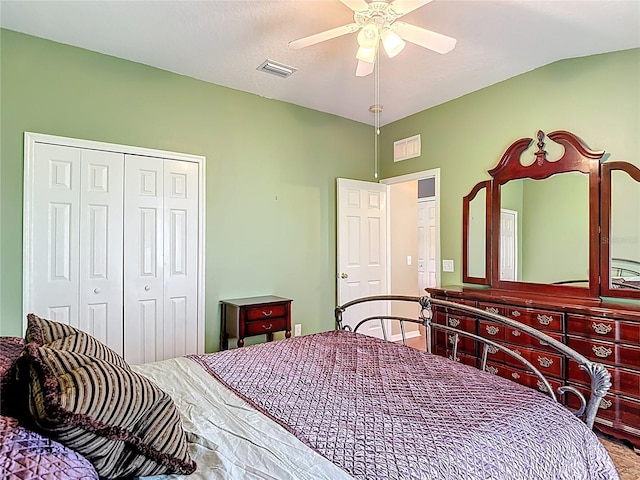3824 Duke Firth St, Land O Lakes, FL 34638 - bedroom with a closet, a ceiling fan, and lofted ceiling