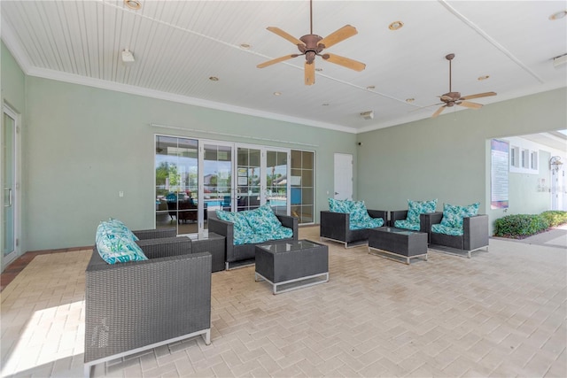 2022 Hawks View Dr, Ruskin, FL 33570 - view of patio / terrace with an outdoor hangout area and a ceiling fan