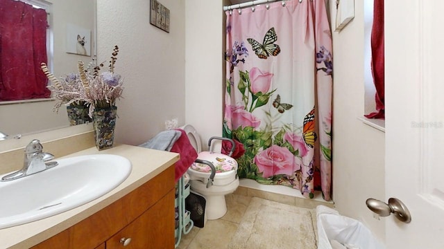 22798 Penny Loop, Land O Lakes, FL 34639 - bathroom with vanity, toilet, a shower with curtain, and tile patterned flooring