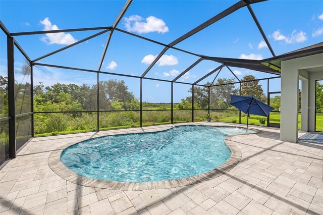 11434 Leland Groves Dr, Riverview, FL 33579 - outdoor pool featuring a patio and glass enclosure