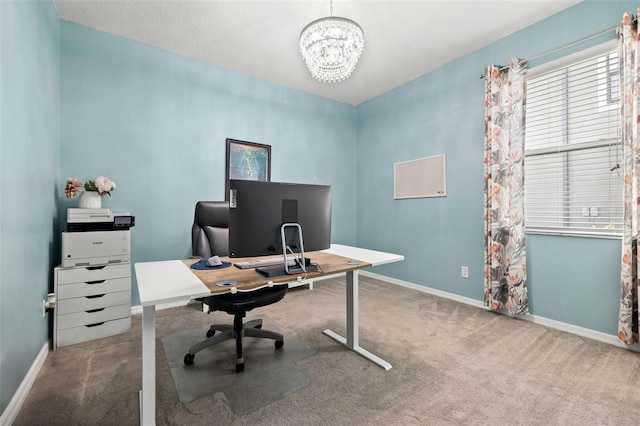 11434 Leland Groves Dr, Riverview, FL 33579 - carpeted office space featuring a chandelier and healthy amount of natural light