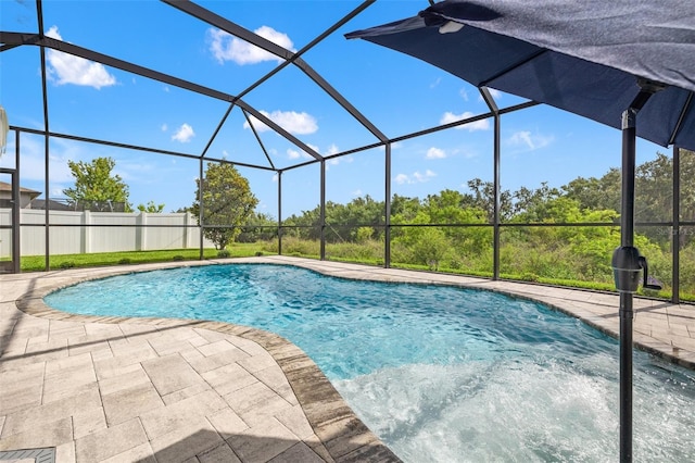 11434 Leland Groves Dr, Riverview, FL 33579 - view of swimming pool with a patio area and glass enclosure