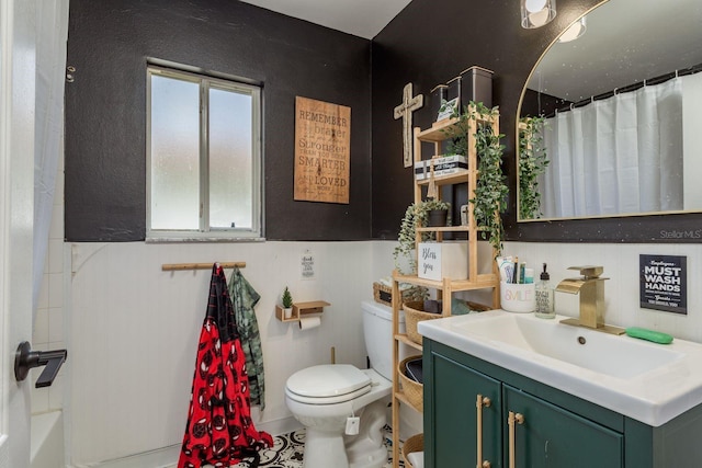 5826 Taywood Dr, Tampa, FL 33624 - bathroom with vanity, toilet, and a shower with shower curtain