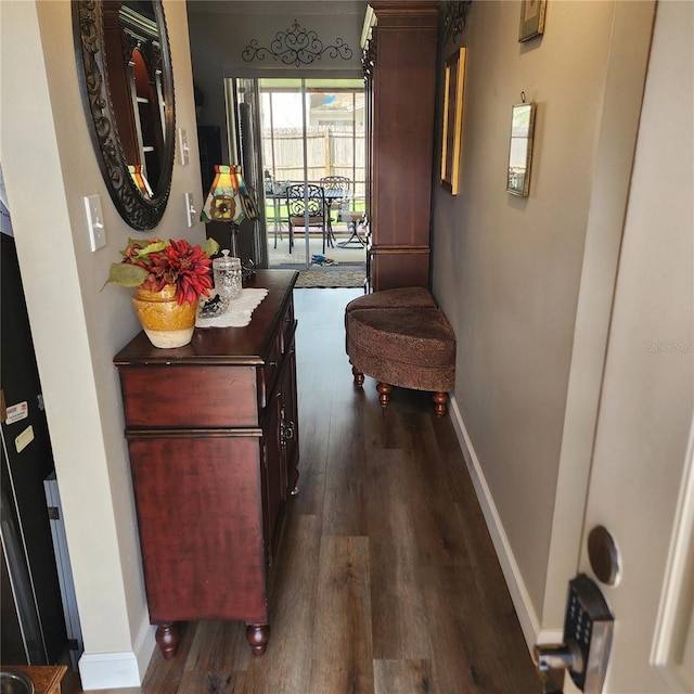 5119 Hector Ct, Tampa, FL 33624 - hallway with dark wood-style flooring and baseboards