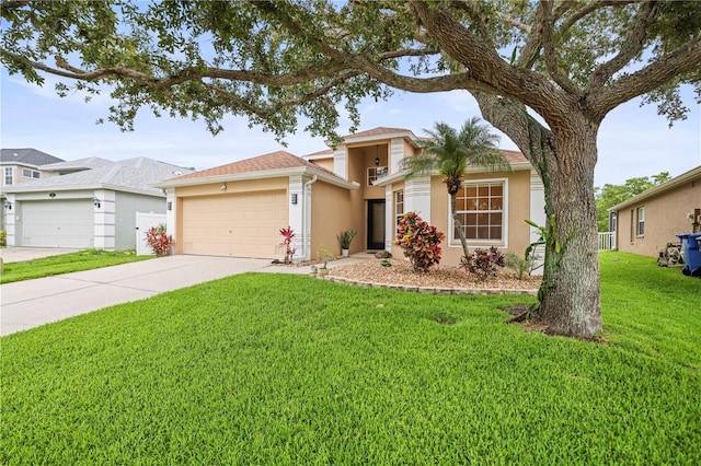 826 Addison Dr NE, Saint Petersburg, FL 33716 - view of front of property featuring stucco siding, a garage, driveway, and a front lawn