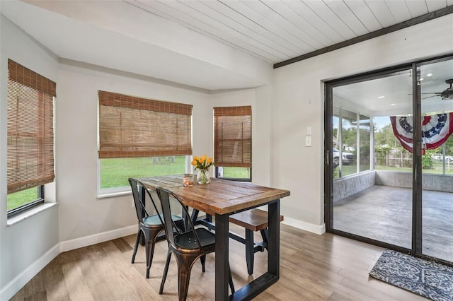 10614 Hudson Ave, Hudson, FL 34669 - dining space featuring wood finished floors, baseboards, and wooden ceiling
