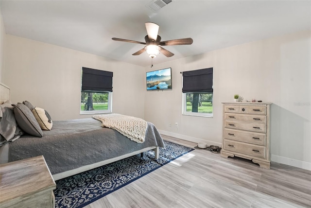10614 Hudson Ave, Hudson, FL 34669 - bedroom featuring light wood-style floors, baseboards, and ceiling fan