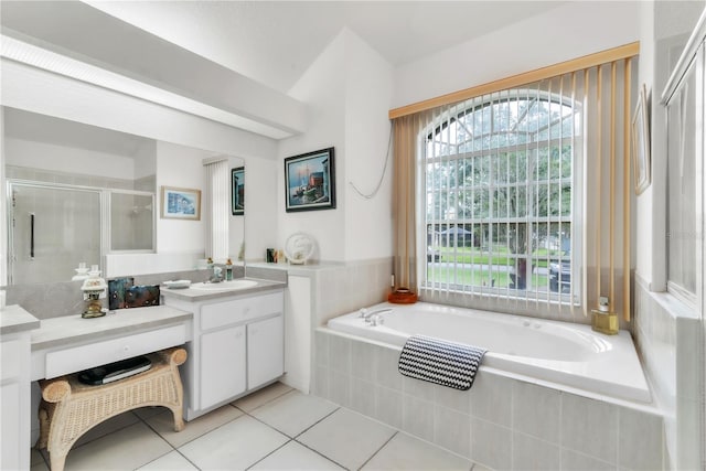 22946 Brownwood Ct, Land O Lakes, FL 34639 - full bath featuring plenty of natural light, vanity, a garden tub, and a stall shower