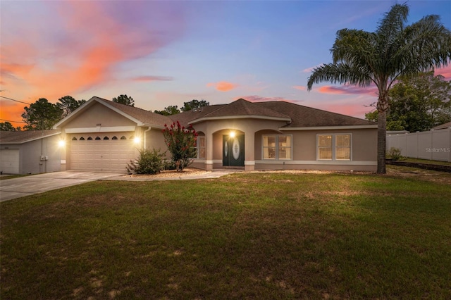 13238 Asbury St, Spring Hill, FL 34609 - ranch-style house featuring stucco siding, a garage, and concrete driveway