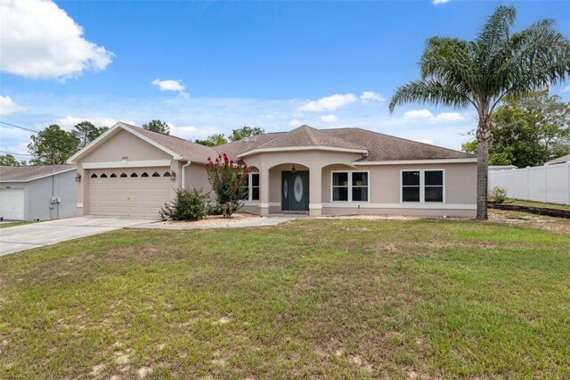 13238 Asbury St, Spring Hill, FL 34609 - ranch-style house with an attached garage, stucco siding, and concrete driveway