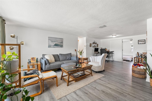 4922 Bola St, New Port Richey, FL 34652 - living area with wood finished floors and a textured ceiling