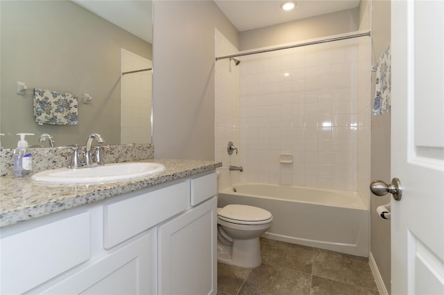 2801 Midnight Pearl Dr, Sarasota, FL 34240 - full bathroom featuring toilet, vanity, bathtub / shower combination, and tile patterned floors