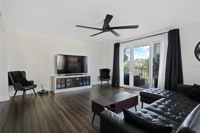 1501 Gulf Blvd Unit 201, Clearwater Beach, FL 33767 - living room with wood finished floors, ceiling fan, and a textured ceiling