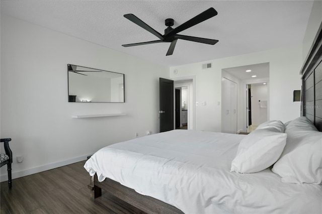 1501 Gulf Blvd Unit 201, Clearwater Beach, FL 33767 - bedroom with wood finished floors, a ceiling fan, and recessed lighting