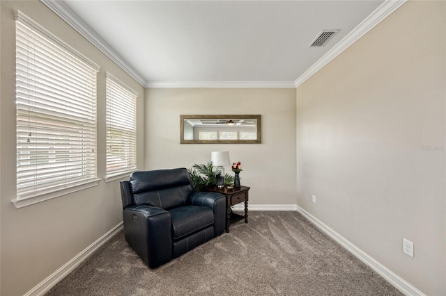 3532 Wicket Field Rd, Lutz, FL 33548 - sitting room featuring ornamental molding and carpet flooring