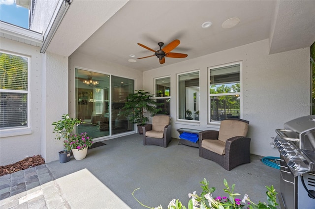 3532 Wicket Field Rd, Lutz, FL 33548 - view of patio with a ceiling fan and grilling area