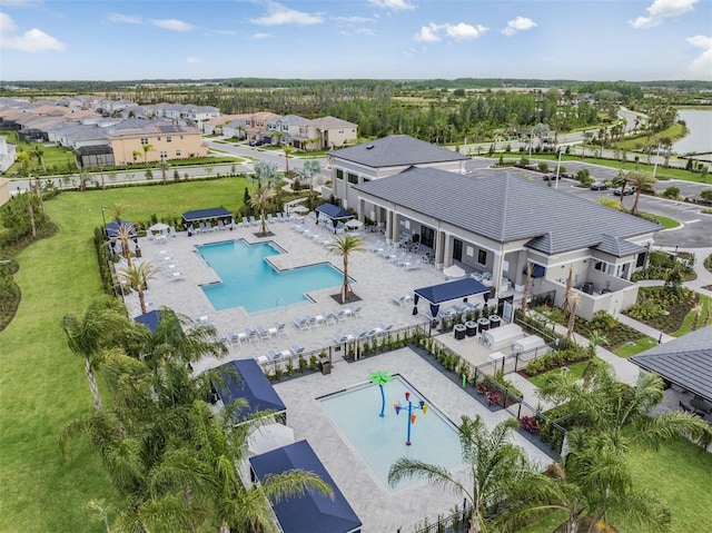3197 Acacia Bay Ave, Wesley Chapel, FL 33543 - aerial perspective of suburban area with a pool area
