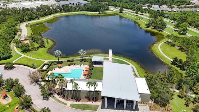 5415 Limelight Dr, Apollo Beach, FL 33572 - drone / aerial view of a nearby body of water and a pool