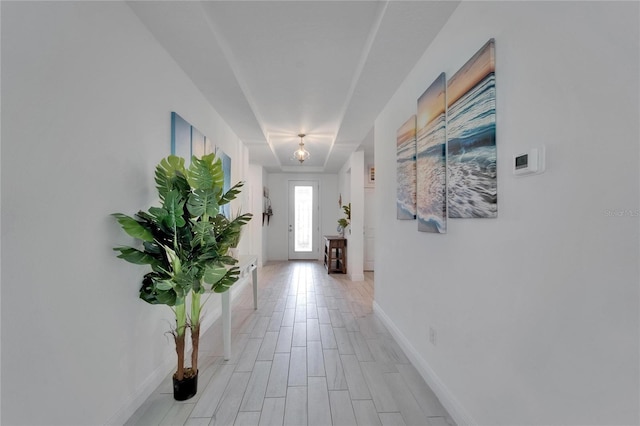 5415 Limelight Dr, Apollo Beach, FL 33572 - hallway with baseboards and light wood finished floors