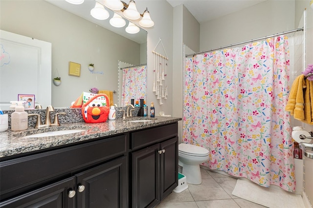 11711 Winterset Cove Dr, Riverview, FL 33579 - full bathroom with tile patterned floors, double vanity, and curtained shower