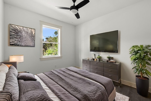 5709 N 20th St, Tampa, FL 33610 - bedroom featuring dark wood-type flooring and a ceiling fan