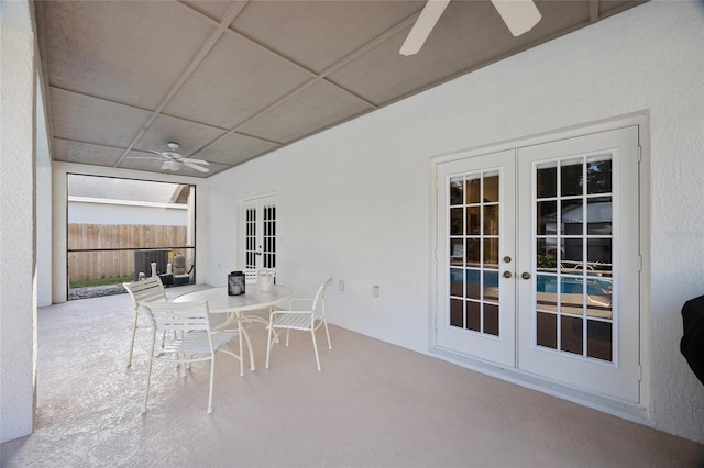 2043 Wrangler Dr, Brandon, FL 33511 - view of patio featuring french doors, ceiling fan, and outdoor dining space