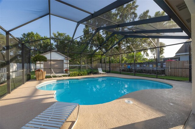 2043 Wrangler Dr, Brandon, FL 33511 - view of pool featuring a patio, a fenced backyard, and glass enclosure