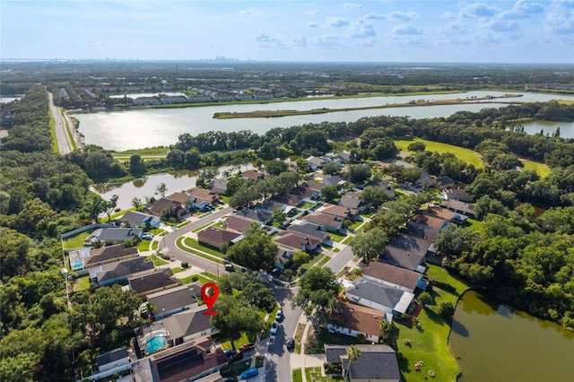 2043 Wrangler Dr, Brandon, FL 33511 - aerial view of property and surrounding area featuring a large body of water and nearby suburban area