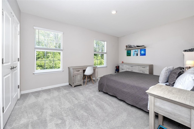8423 Praise Dr, Tampa, FL 33625 - bedroom featuring baseboards, light colored carpet, and recessed lighting