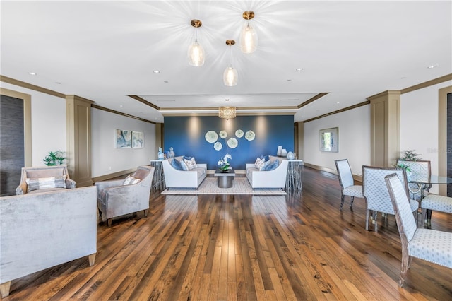 125 Belleview Blvd Unit 203, Belleair, FL 33756 - living area featuring ornamental molding, hardwood / wood-style flooring, and recessed lighting