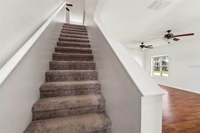 17342 Lawn Orchid Loop, Land O Lakes, FL 34638 - stairs featuring wood finished floors and ceiling fan