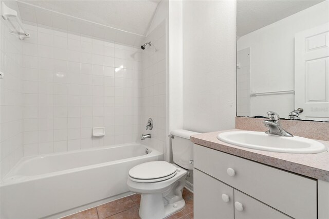 17342 Lawn Orchid Loop, Land O Lakes, FL 34638 - full bathroom with vanity, toilet, washtub / shower combination, and tile patterned floors