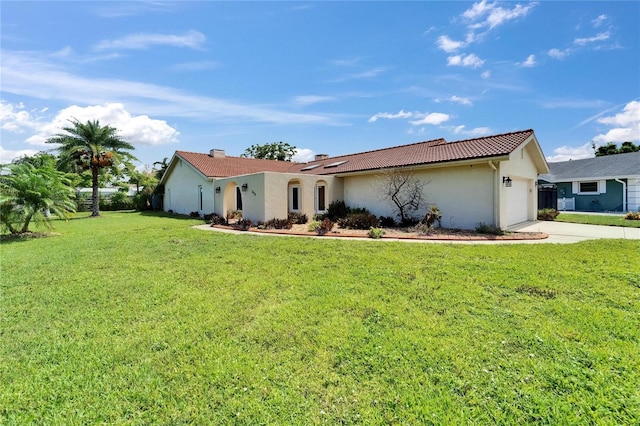 1414 75th St NW, Bradenton, FL 34209 - ranch-style home featuring a garage, stucco siding, concrete driveway, and a front lawn