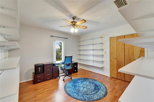 1414 75th St NW, Bradenton, FL 34209 - office featuring light wood-style flooring and a ceiling fan