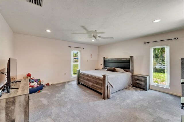 1414 75th St NW, Bradenton, FL 34209 - bedroom featuring carpet floors, recessed lighting, and ceiling fan
