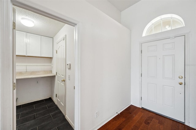 899 Addison Dr NE, Saint Petersburg, FL 33716 - foyer entrance featuring dark wood-style floors and a textured ceiling