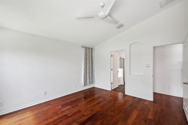 899 Addison Dr NE, Saint Petersburg, FL 33716 - spare room featuring a ceiling fan, vaulted ceiling, and wood finished floors