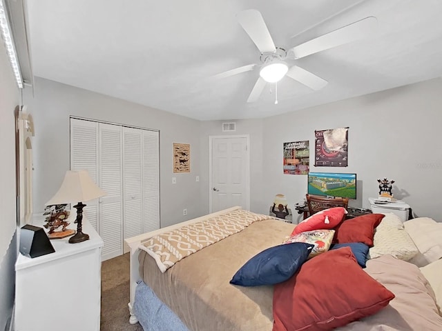 19451 Gulf Blvd Unit 205, Indian Shores, FL 33785 - bedroom featuring carpet floors, a closet, and ceiling fan