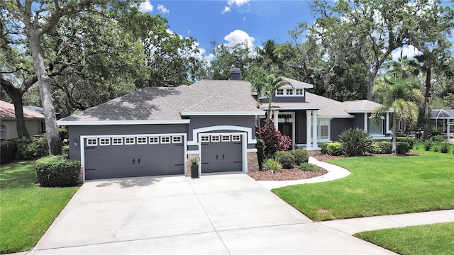 15024 Eaglepark Pl, Lithia, FL 33547 - view of front of property featuring stucco siding, an attached garage, concrete driveway, roof with shingles, and a front lawn
