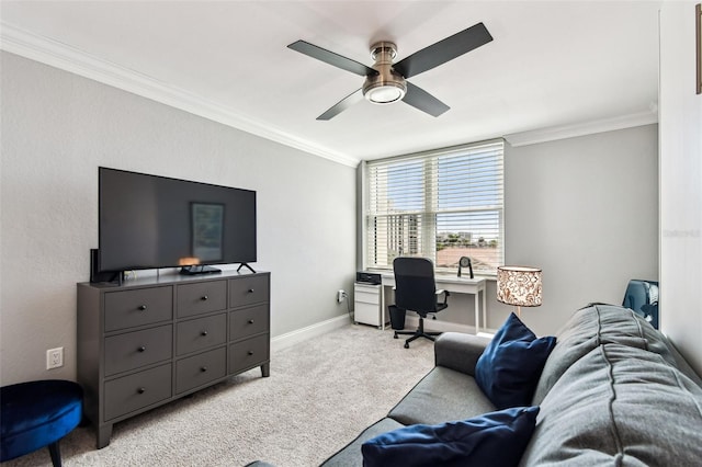 400 Island Way Unit 502, Clearwater Beach, FL 33767 - office space featuring light carpet, crown molding, and a ceiling fan