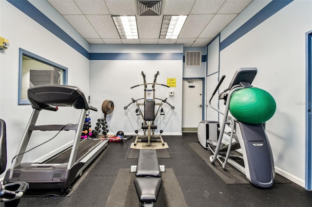 400 Island Way Unit 502, Clearwater Beach, FL 33767 - exercise area featuring a drop ceiling and baseboards
