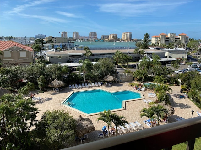 400 Island Way Unit 502, Clearwater Beach, FL 33767 - community pool featuring a patio area and a city view